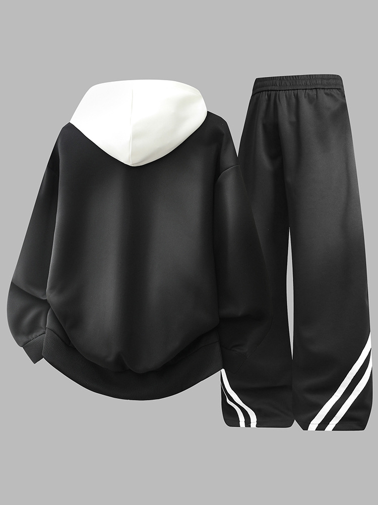 Primavera y otoño nuevos pantalones sueltos de hombre chaqueta de dos piezas juvenil guapo versátil cardigan con sombrero sweaters