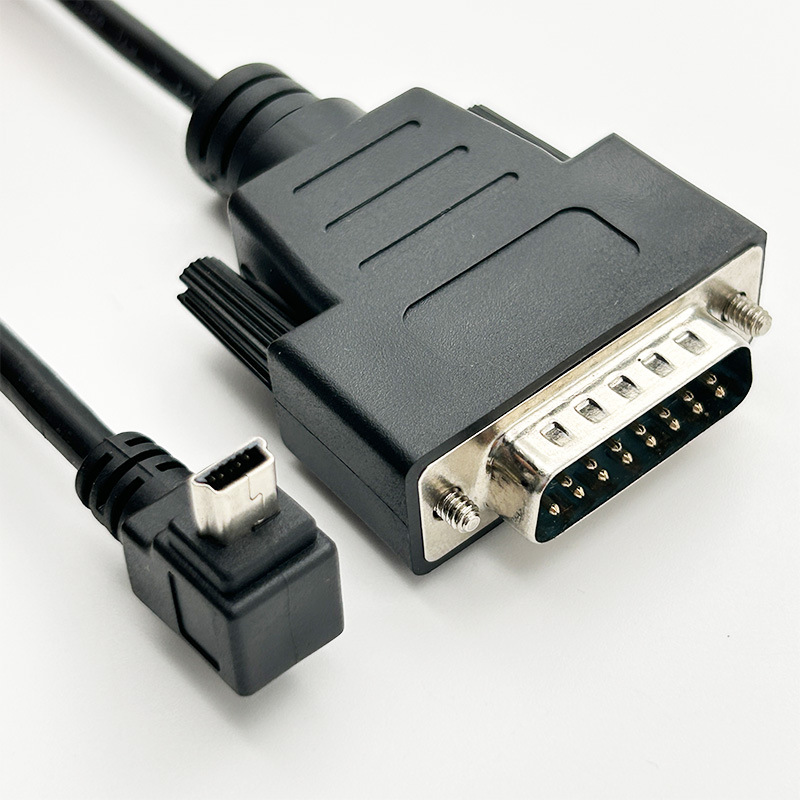定制 弯头迷你T型口5Pin转COM口15针RS232刷机线