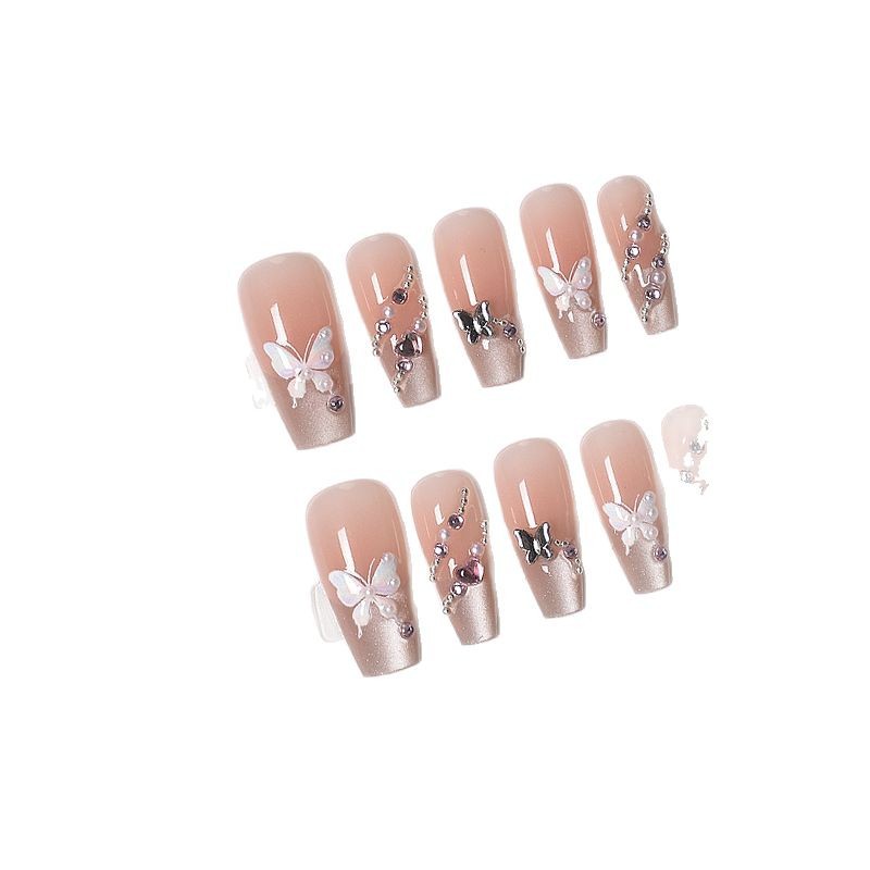 Mirror Moon Butterfly, diamante hecho a mano, nuevo arte de uñas de verano, ojo de gato, cristal de hielo, pasta de uñas de mariposa tridimensional, temperamento puro