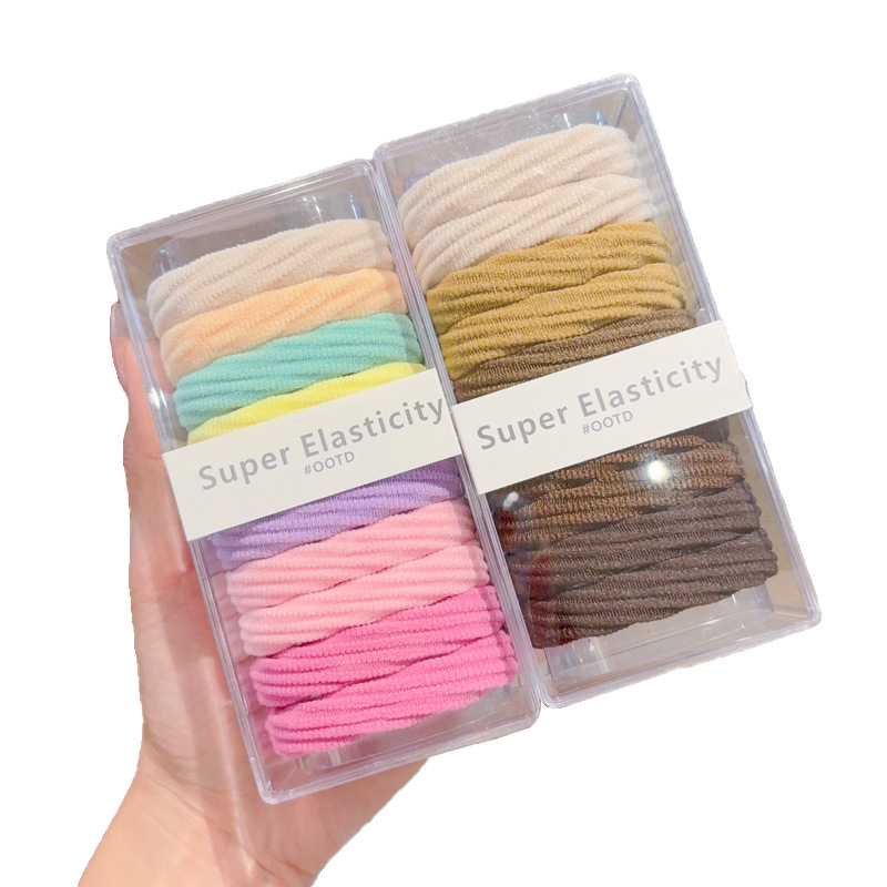 Otoño y invierno anillo de cabello de color toalla de alta elasticidad anillo de toalla sin costura correa de goma de dopamina caballo cuerda de cabello de color adornamiento de cabello