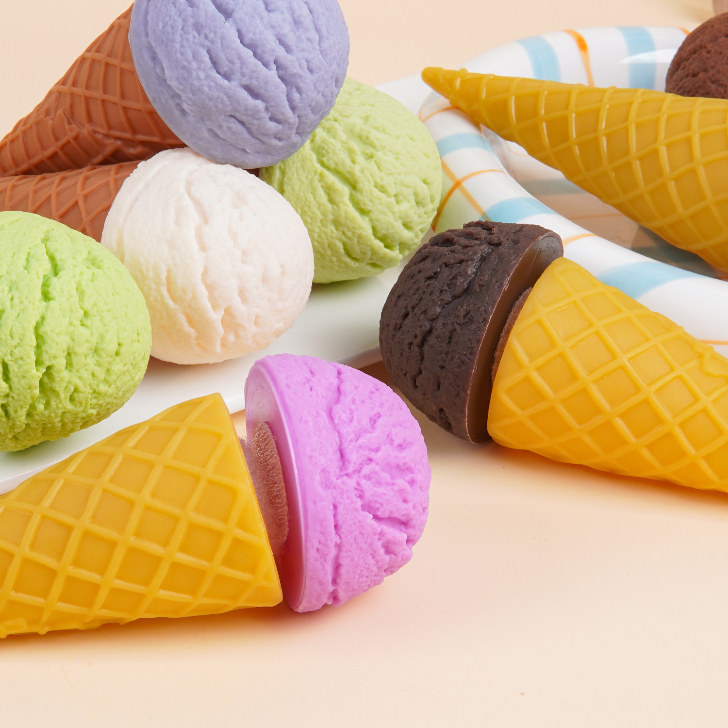 PVC simulación de helado modelo desmontable helado helado juguetes red DIY velcro helado