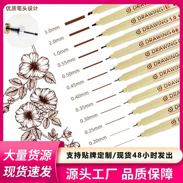 Leto Brown Fineliner Pen for Comics, Art Design, and Anime Drawing, Waterproof Sketch Pen