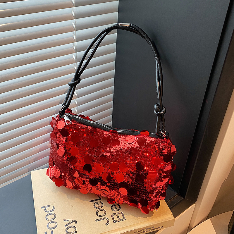 2025 nuevo diseño de nicho bolso de mujer de cadena portátil de un solo hombro tendencia lentejuelas personalidad bolso de mujer de moda bolso de mensajero