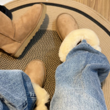 澳洲进口羊皮毛一体雪地靴女中筒一粒扣5803显瘦保暖棉靴冬季女棉