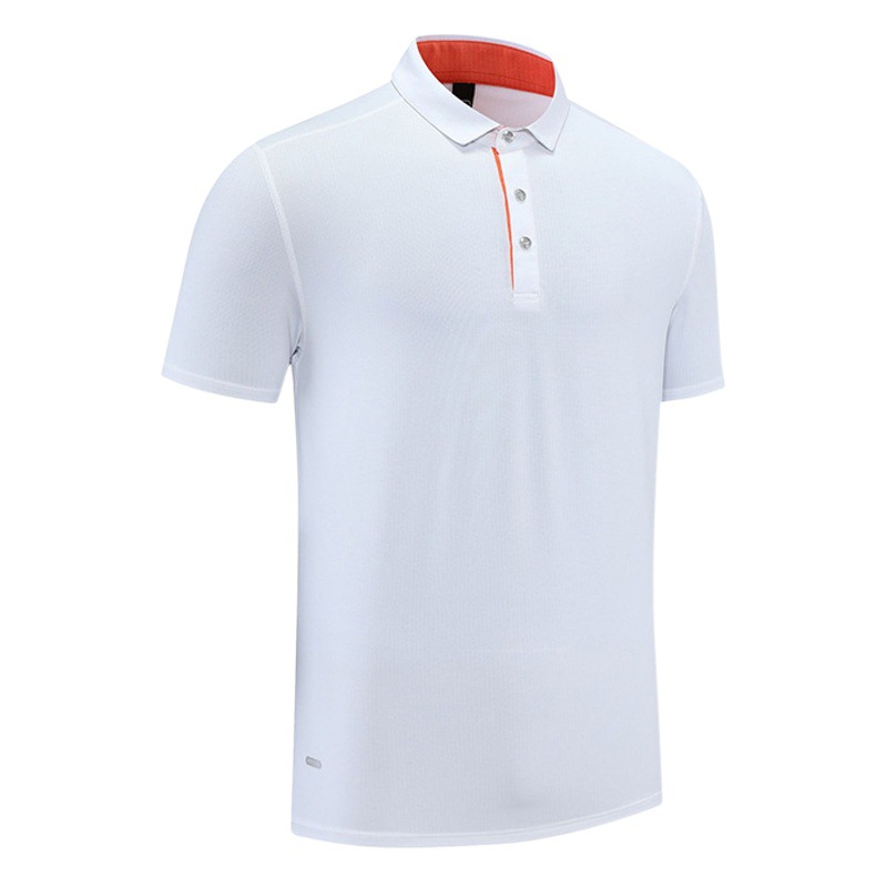Nueva versión ligera de color sólido de secado rápido deportes de manga corta de verano de cuatro agujas de seis líneas de solapa de textura absorbente de sudor Polo de golf