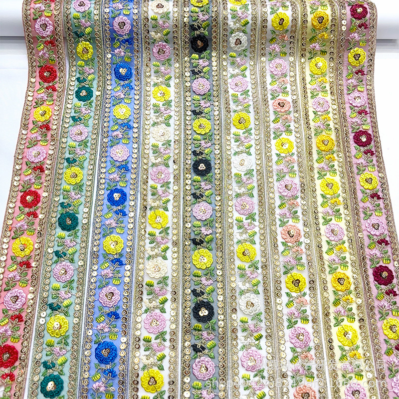 Accesorios de encaje de color de estilo étnico código de barras Hanfu accesorios de ropa código de barras de encaje spot al por mayor