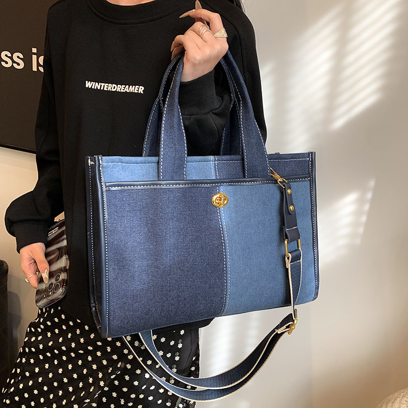 Bolso de Mezclilla para Mujer, Nuevo Modelo 2025, Color Combinado, Estilo Patchwork, Bolso de Hombro, Bandolera, Bolso Casual para Viajes Diarios