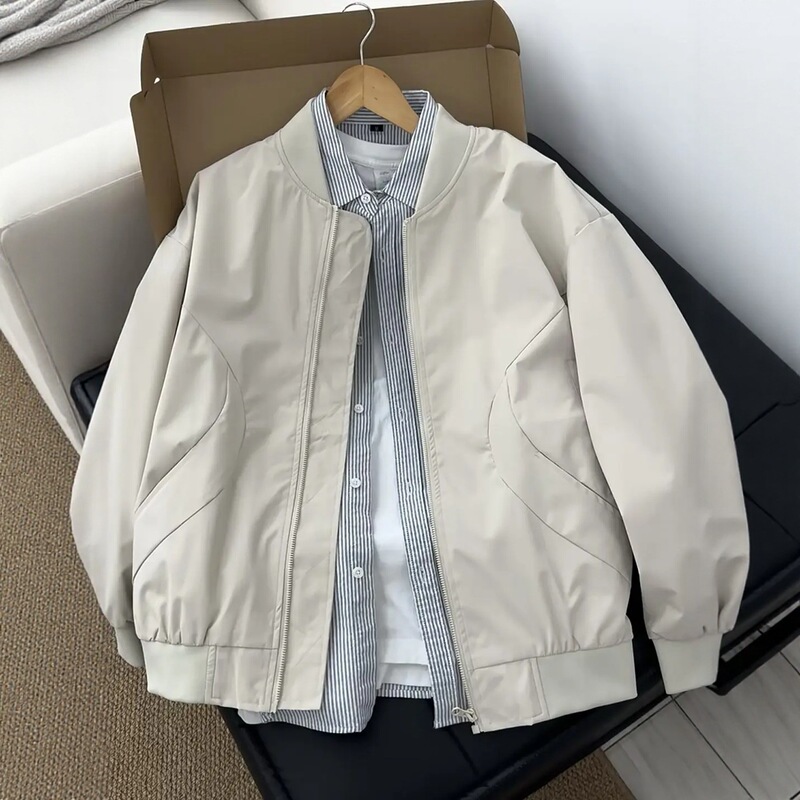 2025春秋款棒球服外套男款宽松痞帅高级感潮牌cleanfit短款显瘦|undefined