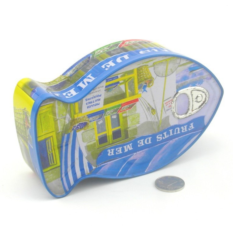 鱼形状马口铁盒  异形易拉盖金属铁盒  鱼形糖果包装盒