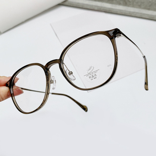  New Retro TR Anti-Blue Light Glasses Women's Fashion Internet Celebrity Street Photography Plain Glasses Frame Flat Mirrors 01247