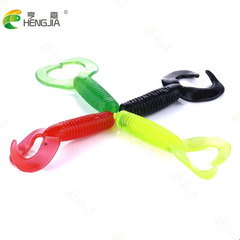 Hengjia Pop Soft Bait 3.5CM Double Tail Soft Worm Curl Tail Lure Bio Soft Plastic False Bait Floating Shrimp Fish Bait