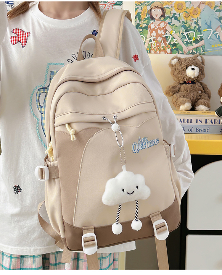 Lightweight Color Block Backpack For School & College - Spacious & Stylish Unisex Bookbag With Cushioned Straps, Multiple Pockets_voghion.com