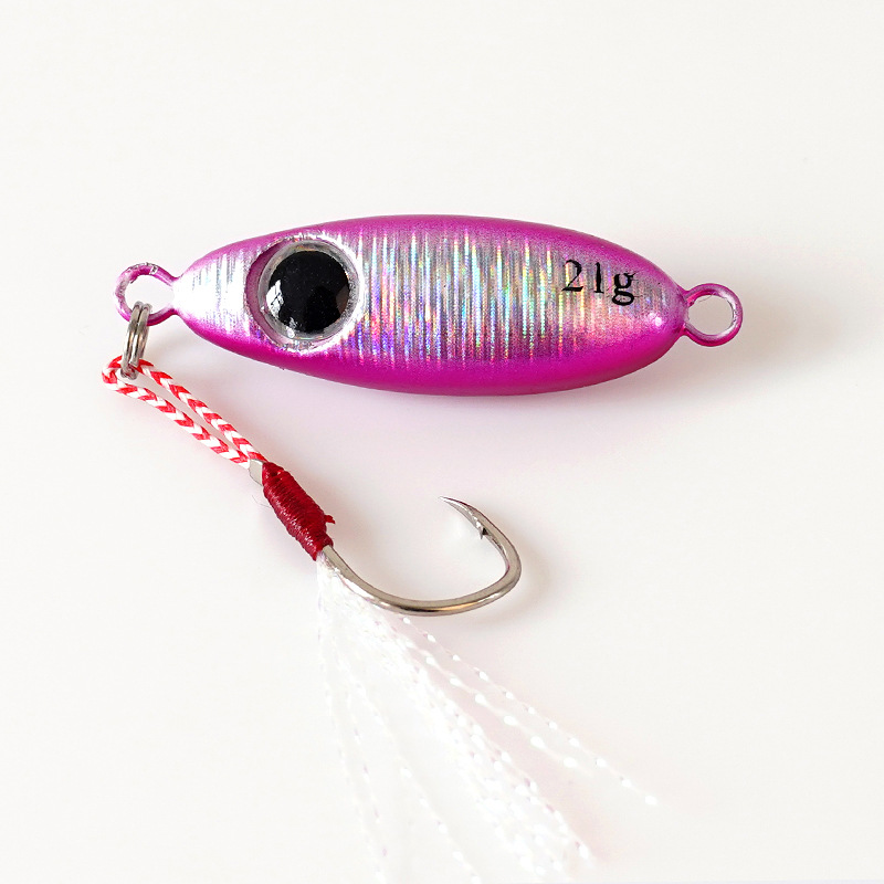 Placa de hierro de un solo gancho de piedra pequeña transfronteriza tiro largo cebo de metal luya miniatura luminosa ojo grande Placa de hierro al por mayor