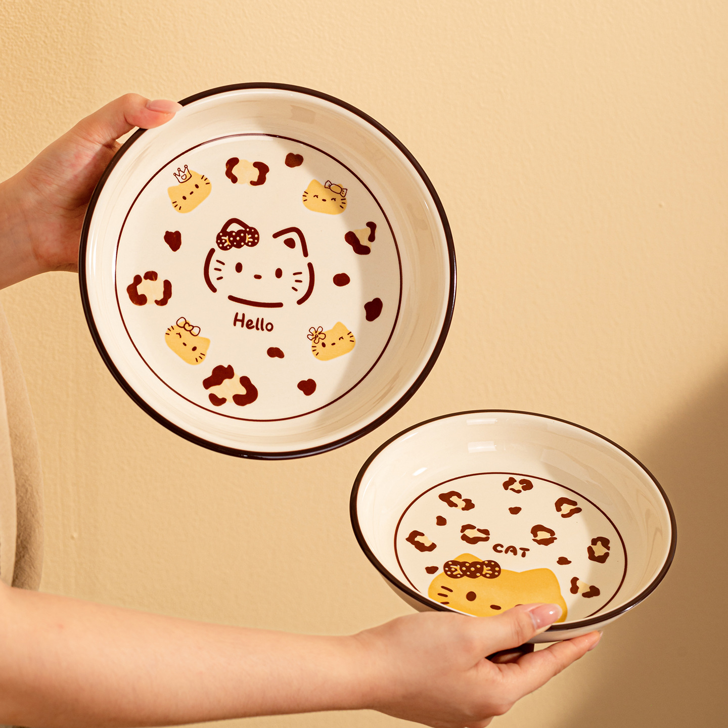 Caricatura gato plato de cerámica cubiertos plato de tostado regalo de alto valor para niños encantadores regalo de cumpleaños plato al por mayor