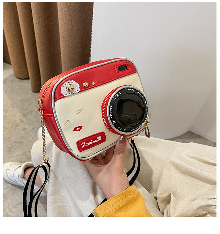 554g Weight Polyester Lining Material Zipper Closure Type Single Shoulder Strap Strap Type Camera Bag Bags Type Casual, Daily Occasion Polyester Material Geometric Pattern All Seasons Season Unisex Gender Cute Style Square Shape Pink, Red, Black Color Medium Size Unisex Medium Geometric Square Zipper Camera Bag 18