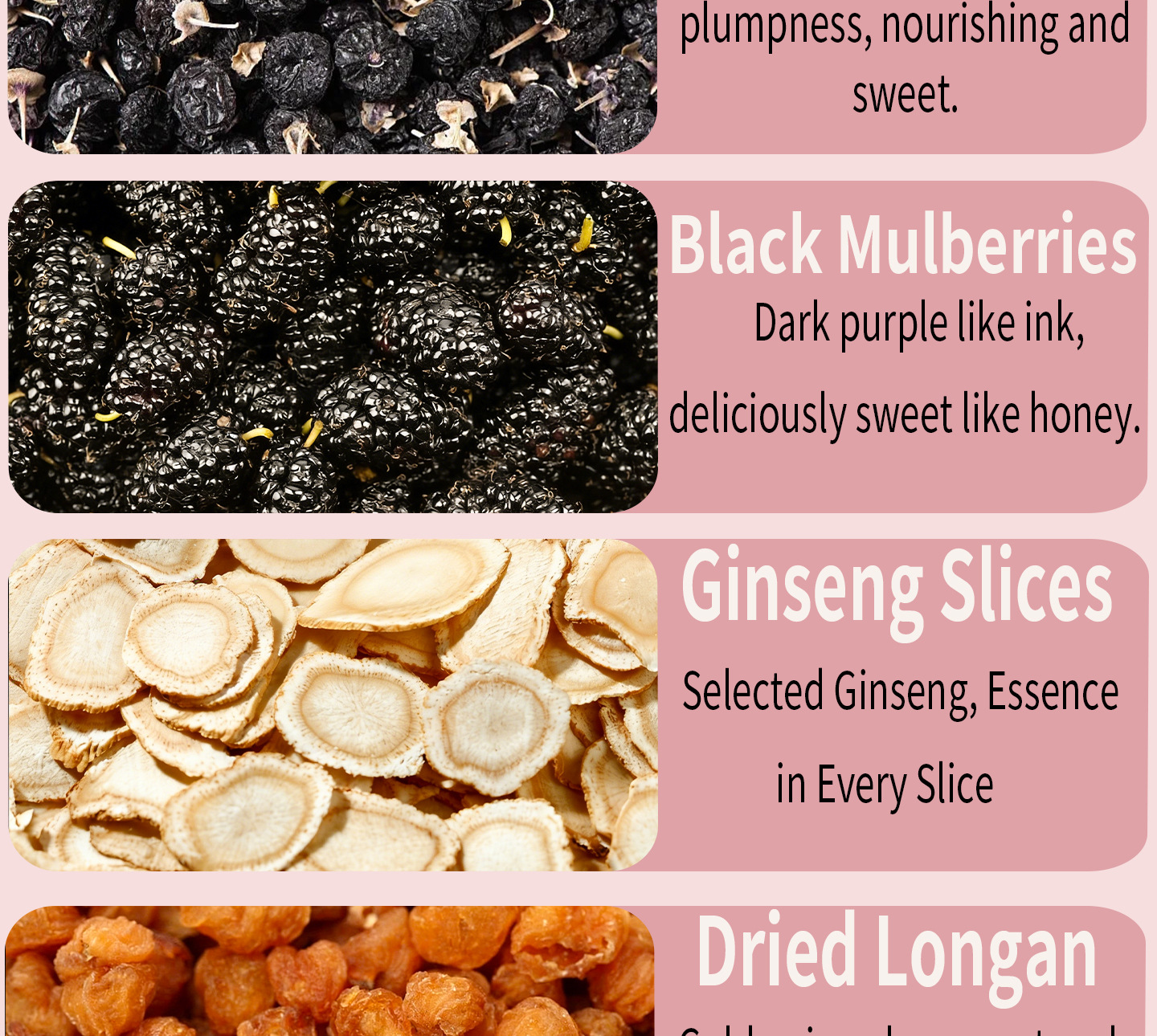 Ginseng Black Goji Mulberry Red Date Longan Wellness Tea Bags 25 Pack Sugar Free Herbal Tea specifications