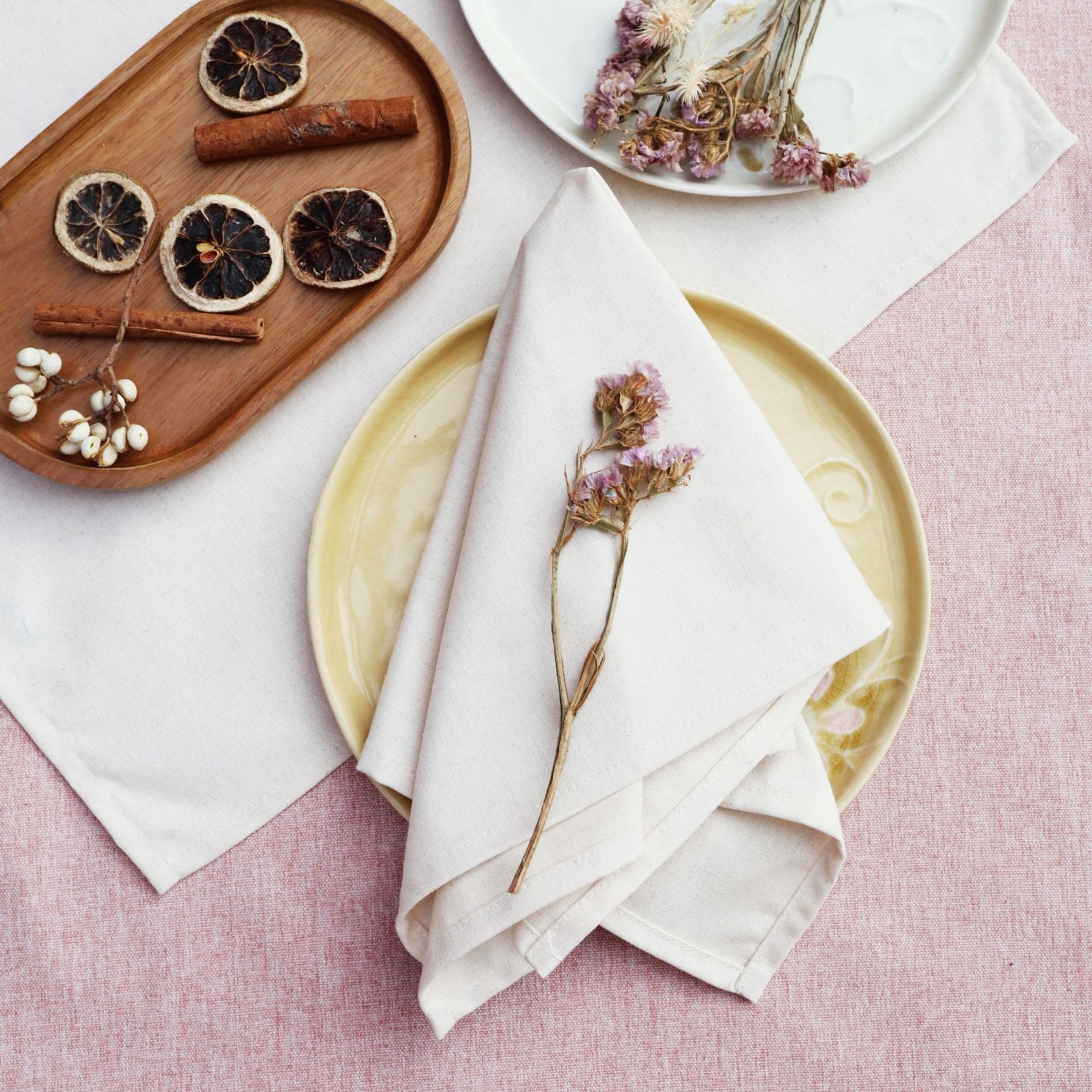 Servillas de lino algodón de Navidad comida occidental hotel de boda mesa de flores plegables tazas toallas de té sólidas almohadilla