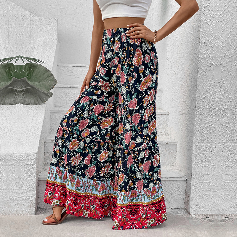 Printed Large Flare Wide Leg Pants_voghion.com
