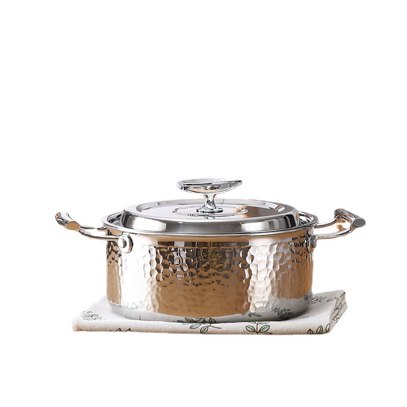 Hammered Three-Layer Stainless Steel Multipurpose Pot (Korean Style), 16–34 cm, Single-Handle & Frying Options