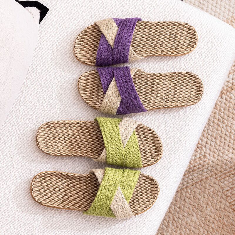 Linen Slippers Woven Straw Sandals for Women, Pure Linen Straw Japanese Home Use, Silent Indoor Retro Men's Linen Slippers for All Seasons Linen Slippers Woven Straw Sandals for Women, Pure Linen Straw Japanese Home Use, Silent Indoor Retro Men's Linen Slippers for All Seasons
