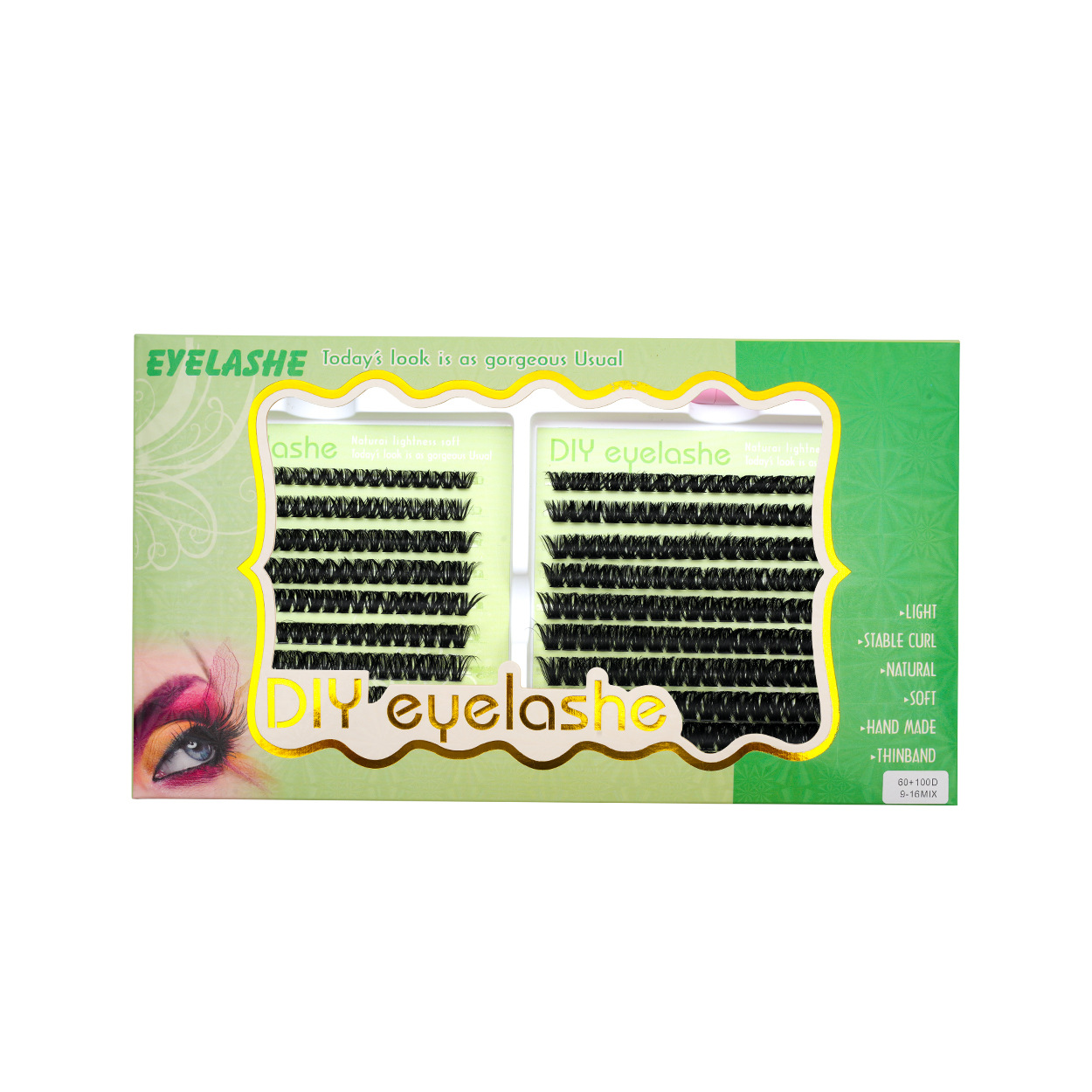 DIY transfronterizo pestañas falsas 4 piezas juego de pegamento de liberación de pestañas 304050P60P80P100P 20 filas lotes de comercio exterior