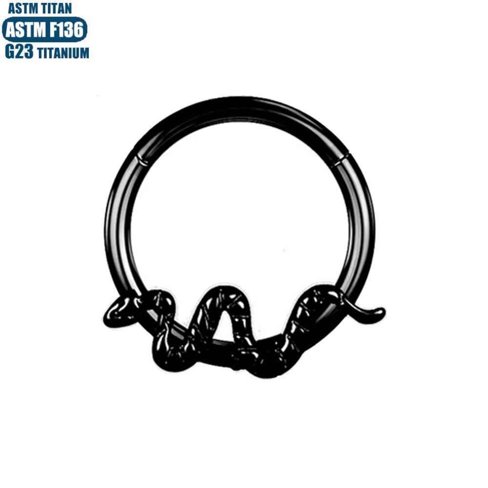 F136 Titanium Piercing Nasal Ring Feather Bee Snake Septum Seamless Ring Tragus Earring detail image 11