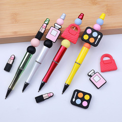 New lipstick silicone beads DIY beaded pen accessories men and women keychain pendants perfume bags loose beads wholesale