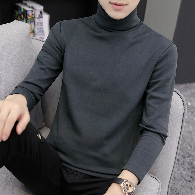 Modal Turtleneck Bottoming Shirt Men's Thin Autumn and Winter Long-Sleeved T-Shirt Autumn Coat with Slim Pure Color Stretch Top