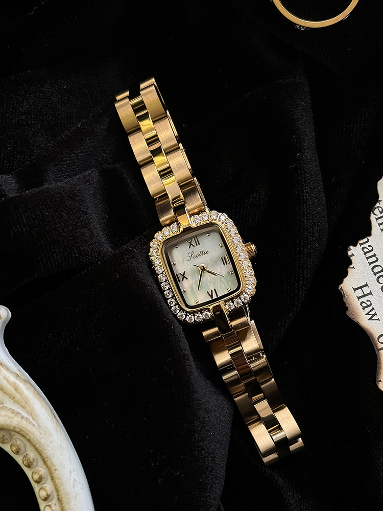 90g Weight Tempered Glass Mirror Material Stainless Steel Strap Material Watch Classification Simple Style Classic Style Solid Color Butterfly Double Snap Quartz Watch