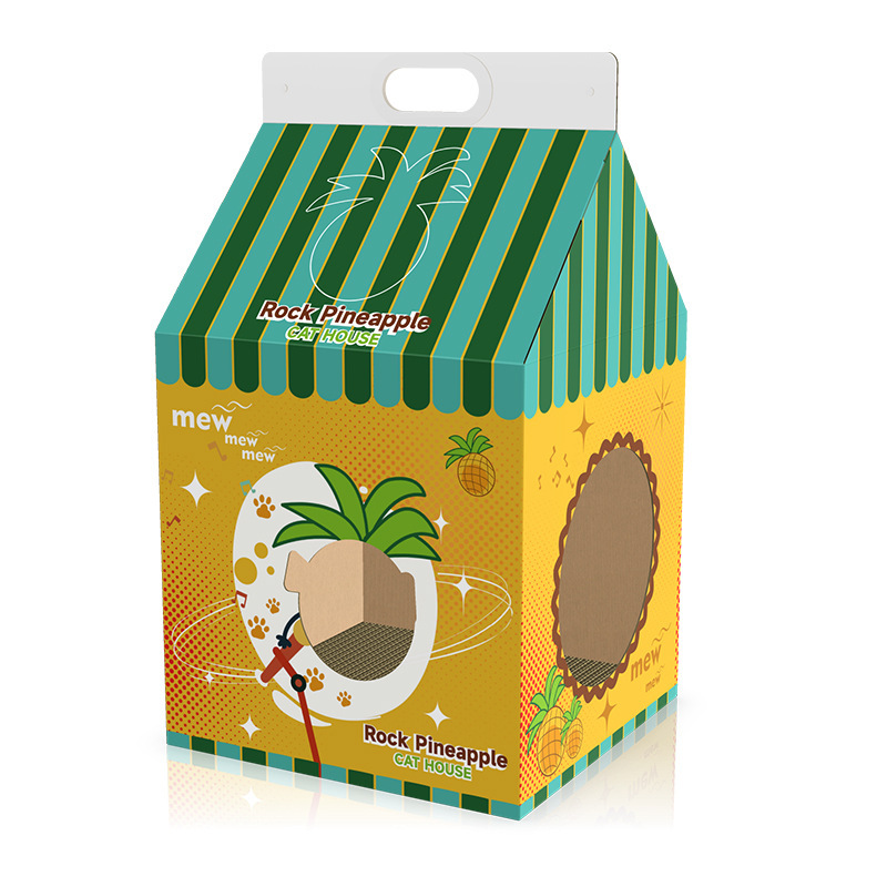 Tablero del rasguño del gato caja de leche nido de cartón nido de gato vertical de papel corrugado Casa de gato auto-Hola alivio artefacto tapado gato juguete