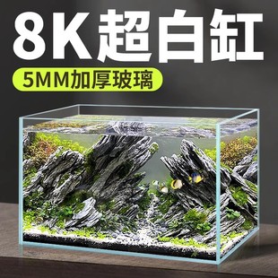 2025 New Ultra-White Tank Rectangular Glass Goldfish Tank Home Living Room Small Desktop Turtle Tank Ecological Grass Tank
