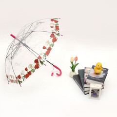 クリエイティブPVC透明傘とロゴを印刷した使い捨ての環宝傘卸売り8骨カラーストレートハンドル長傘