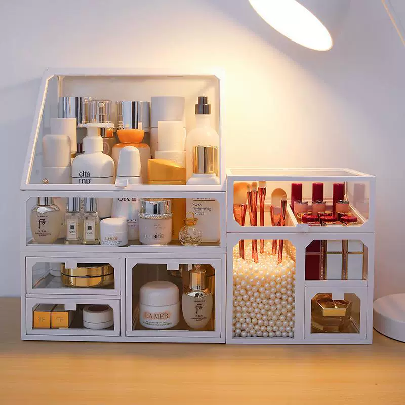 Косметический ящик для хранения губной помады Акриловый Интернет Популярный Рабочий стол Большой емкости Уход за кожей Пылезащитная щетка Ведро Туалетный столик Стеллаж для хранения