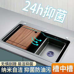 Stainless steel 304 gun grey kitchen sink double basin, popular chef's sink, versatile, thickened, handmade, mother and daughter twin sink