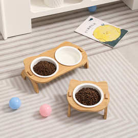 木质宠物碗猫食盆猫狗用品猫猫食具创意实木猫碗架子