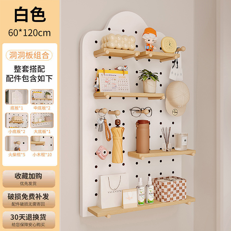 Estandarte de exhibición de almacenamiento en pared de madera de mesa doméstica con agujero redondo de agujero de placa