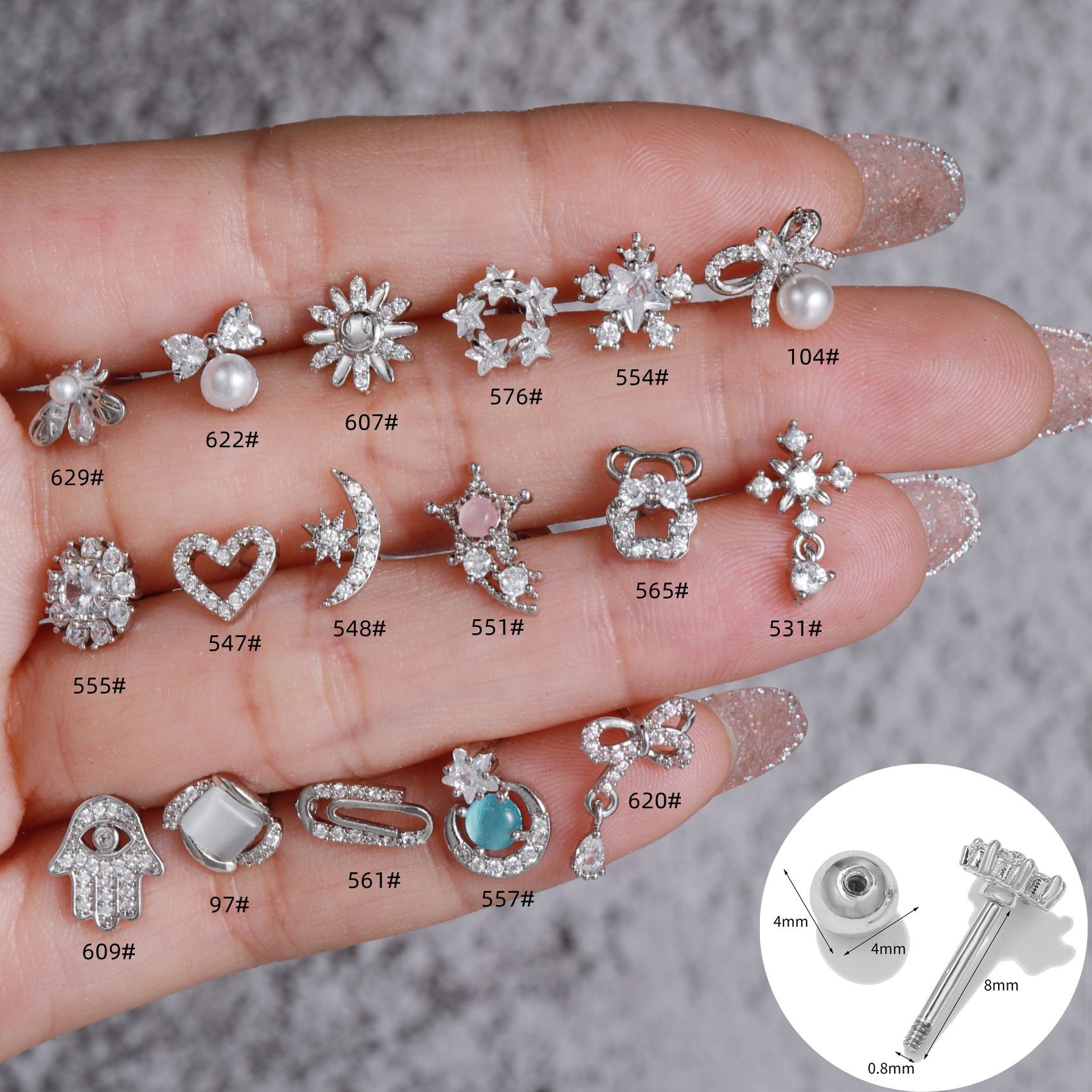 Fashion Geometric Copper Inlay Zircon Ear Studs 1 Piece