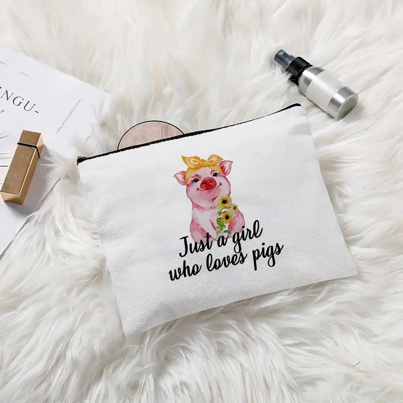 Bolsa de cosméticos transfronteriza de Amazon para mujer Bolsa de almacenamiento de cosméticos de cerdo Rosa lindo bolsa de lino bolsa de cremallera impermeable