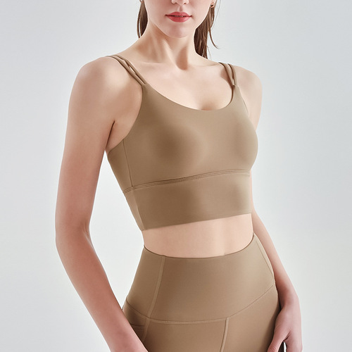 Summer new style cloud-sense yoga bra, one-piece fixed cup, double shoulder straps, camisole, beautiful back sports bra