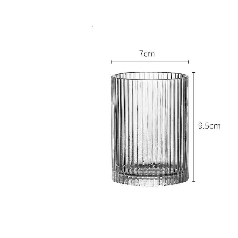 Inswind simple taza de vidrio rayado taza de café americana taza de jugo de latte taza de bebida fría taza de desayuno de leche