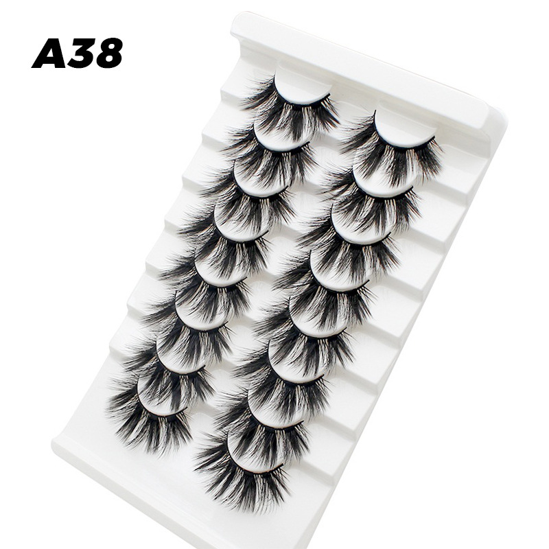 DINGSEN fuente transfronteriza fábrica pestañas falsas 8 pares de pestañas naturales gruesas de gran volumen LOGO