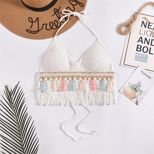 Sexy little camisole lace up hollow bohemian ethnic style embroidered short inner wear women's top bra