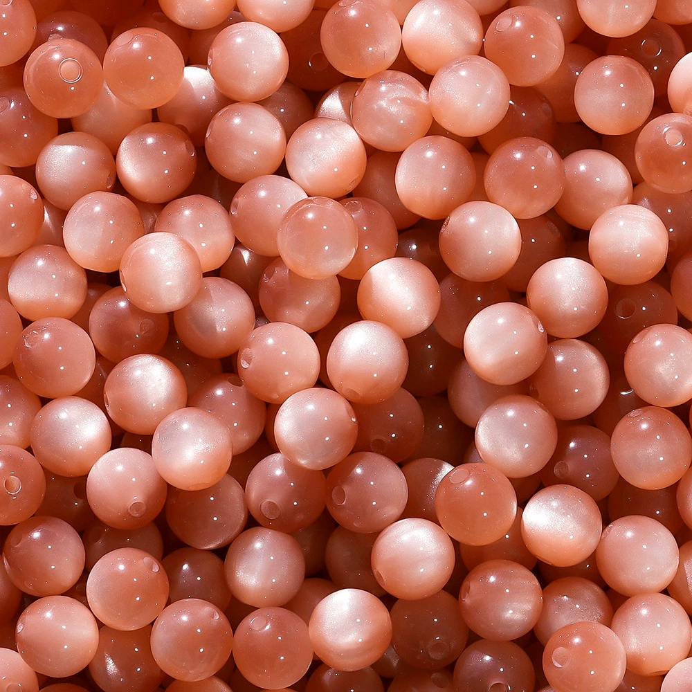 Resin cat's‑eye round beads, 8/10/12 mm, drilled 1.6/1.8/2.0 mm, assorted colors