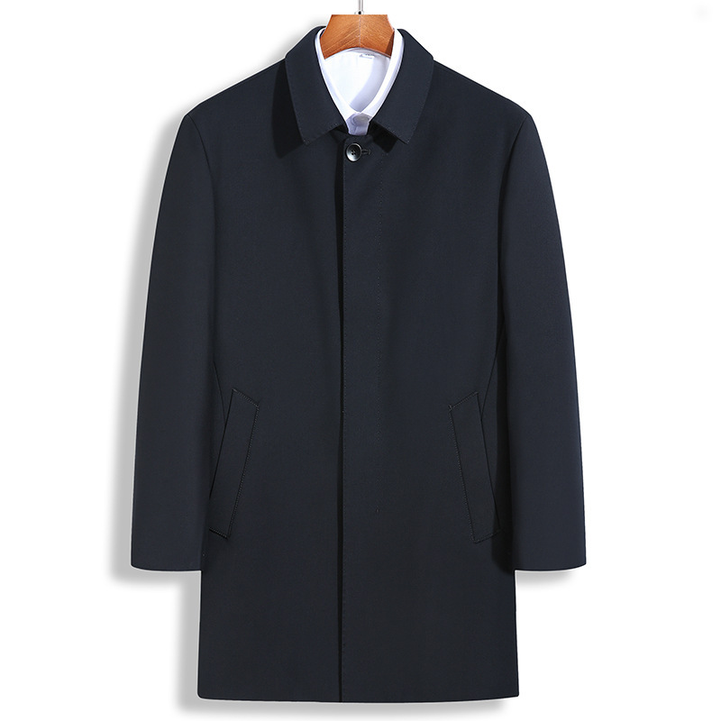 2024 봄과 가을 중년 중년 플러스 사이즈 남성 비즈니스 캐주얼 올 매치 윈드 브레이커 느슨한 플러스 뚱뚱한 옷깃