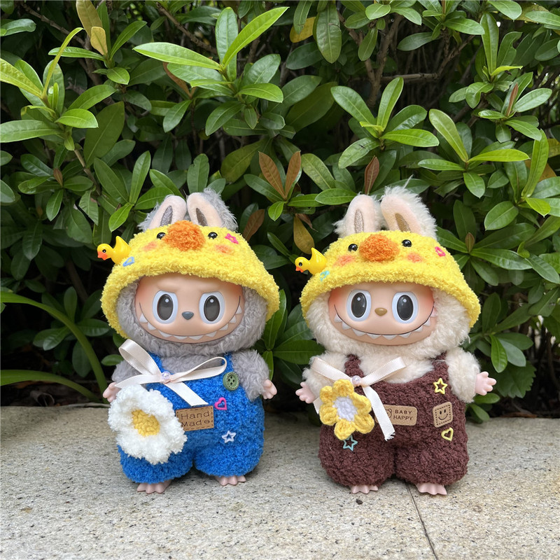 Labubu First and Third Generation Doll Clothes 17cm Heart-Warming Macaron Vinyl Face Labubu Doll Clothes Replacement