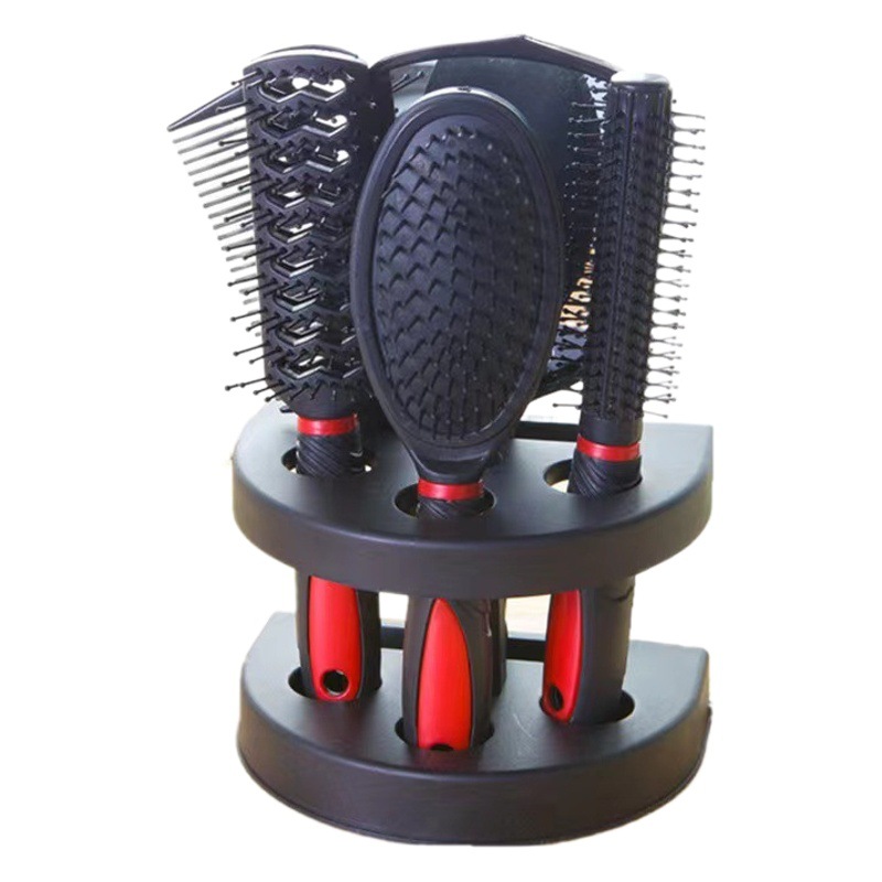 Cross-Border Supply Mirror Comb 5-Piece Hairdressing Comb with Base Set Massage Scalp Beauty Comb Yiwu Supply