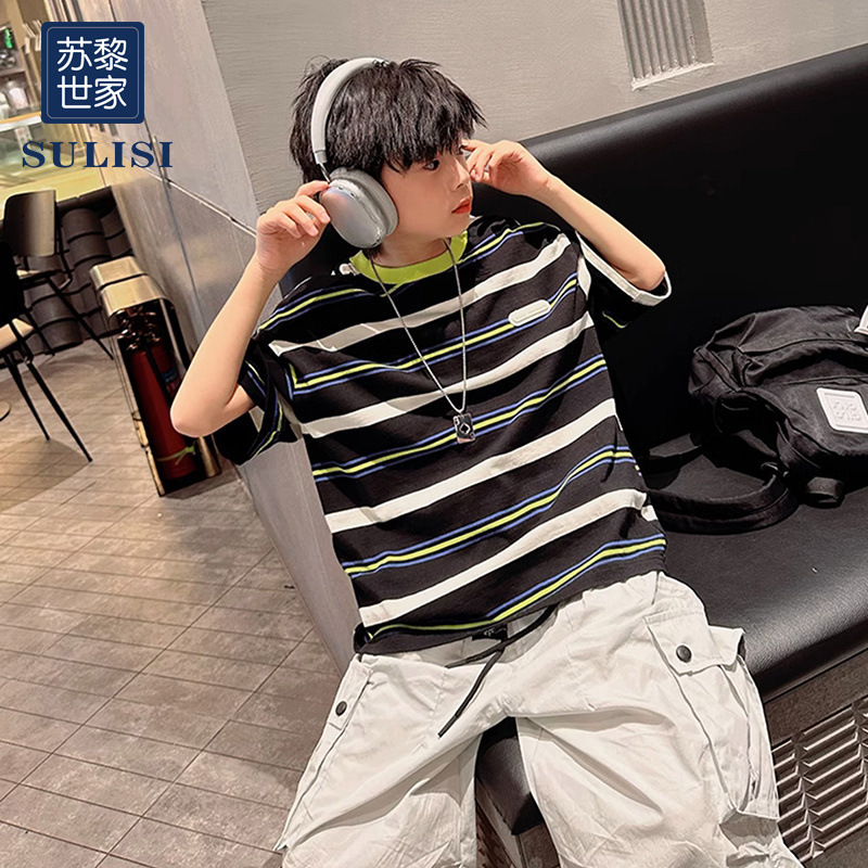 苏黎世家童装男童短袖T恤2024夏季新款儿童半袖男孩夏款中大童