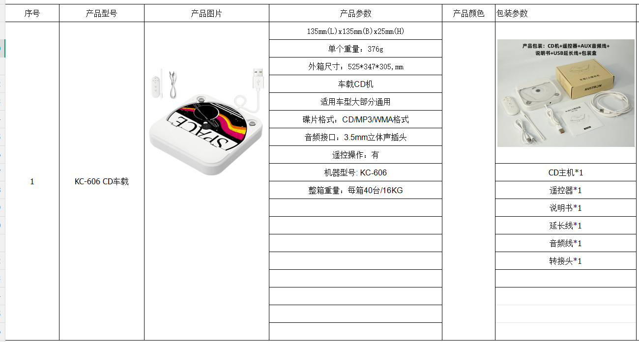 Cross-border new model universal car external CD player with USB connectivity, no decoding required, for use in car CD players