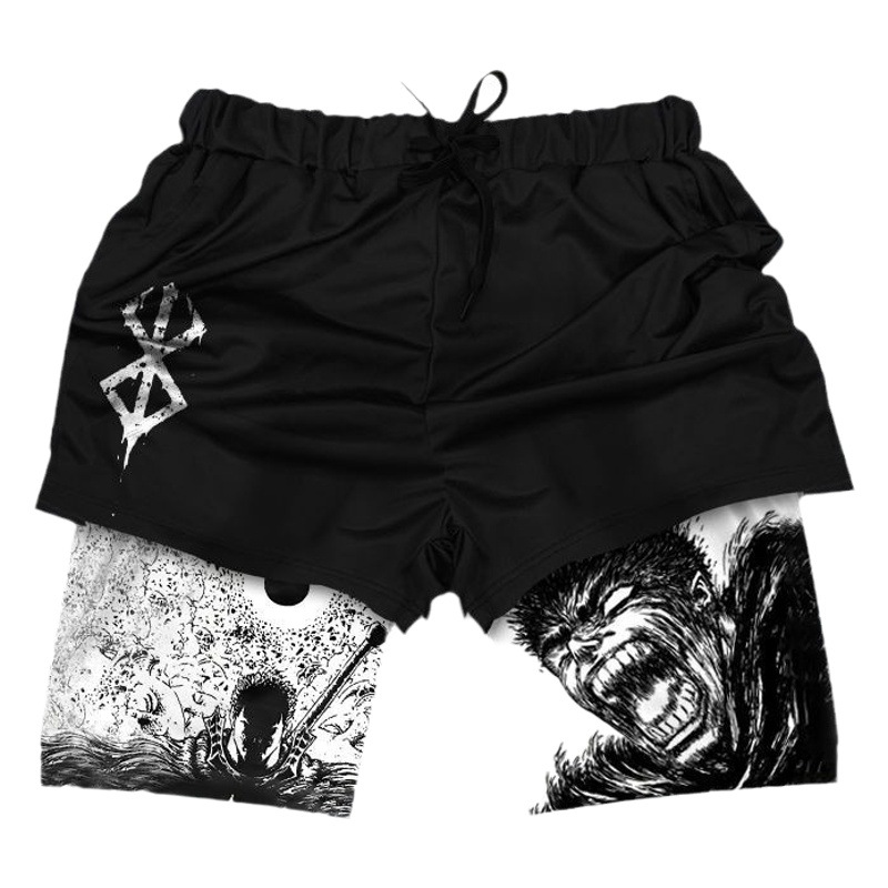 Pantalones cortos de la serie Fire Shadow impresión digital 3D Dragon Ball pantalones de playa de doble capa Amazon transfronterizo de comercio electrónico suministro caliente