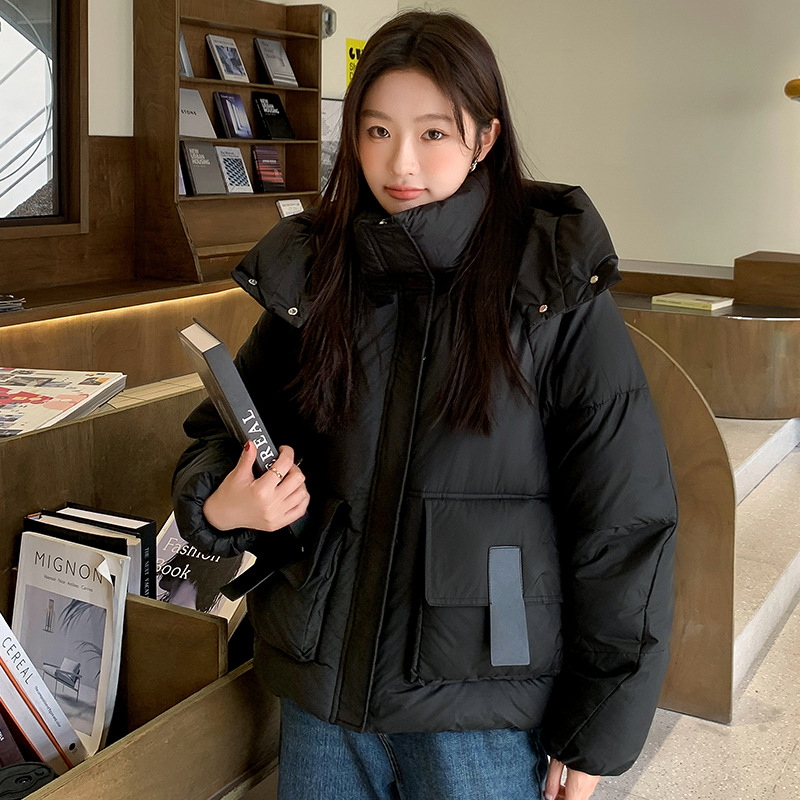 2025 nueva chaqueta de algodón coreana de placa corta, chaqueta de algodón caliente y cómoda de invierno, nueva chaqueta simple image 1